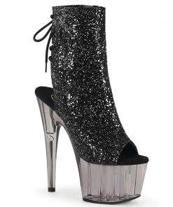 Pleaser Shoes By Pleaser USA ADORE-1018GT Pleaser Shoes Smoke Tinted Platform Glitter Exotic Dancer Boot