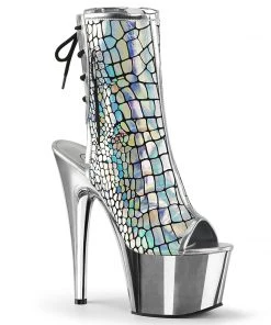 Pleaser Shoes By Pleaser USA ADORE-1018HG Pleaser Shoes Sexy Silver Platform Stripper Boots