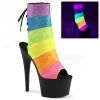 Pleaser Shoes By Pleaser USA Booties And Ankle High Boots ADORE-1018RBG Pleaser Shoes Neon Rainbow Glow Stripper Boots