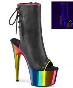 Pleaser Shoes By Pleaser USA Booties And Ankle High Boots ADORE-1018RC-02 Pleaser Shoes Chrome Rainbow Stripper Boot