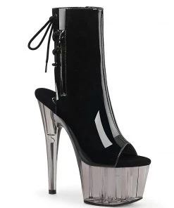 Pleaser Shoes By Pleaser USA ADORE-1018T Pleaser Shoes Tinted Platform Black Patent Pole Dancing Boot