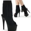Pleaser Shoes By Pleaser USA Booties And Ankle High Boots ADORE-1019 Pleaser Shoes Fringe Open Toe Stripper Boots