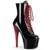Pleaser Shoes By Pleaser USA Booties And Ankle High Boots ADORE-1020 Pleaser Shoes Black And Red Exotic Dancer Boot