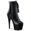 Pleaser Shoes By Pleaser USA ADORE-1020 Pleaser Shoes Black Leather Platform Stripper Boots Booties And Ankle High Boots