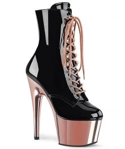 Pleaser Shoes By Pleaser USA Booties And Ankle High Boots ADORE-1020 Pleaser Shoes Rose Chrome Platform Stripper Bootie