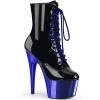 Pleaser Shoes By Pleaser USA Booties And Ankle High Boots ADORE-1020 Pleaser Shoes Royal Blue Chrome Stripper Boot