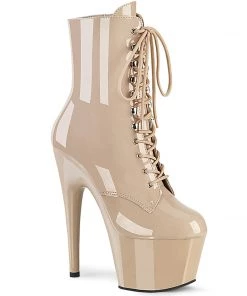 Pleaser Shoes By Pleaser USA 7 Inch Heels ADORE-1020 Pleaser Shoes Nude Platform Ankle Boot