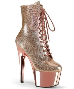 Pleaser Shoes By Pleaser USA Booties And Ankle High Boots ADORE-1020 Pleaser Shoes Rose Gold Metallic Platform Stripper Boot
