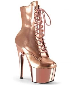 Pleaser Shoes By Pleaser USA ADORE-1020 Pleaser Shoes Metallic Rose Gold Platform Stripper Bootie