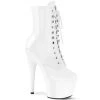 Pleaser Shoes By Pleaser USA Booties And Ankle High Boots ADORE-1020 Pleaser Shoes White Patent Platform Exotic Dancer Shoe