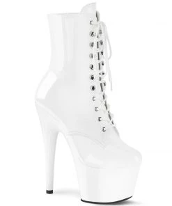 Pleaser Shoes By Pleaser USA Booties And Ankle High Boots ADORE-1020 Pleaser Shoes White Patent Platform Exotic Dancer Shoe