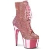 Pleaser Shoes By Pleaser USA Booties And Ankle High Boots ADORE-1020CHRS Pleaser Shoe Baby Pink Rhinestone Stripper Boots