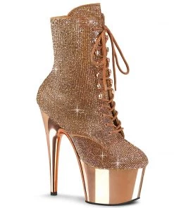 Booties And Ankle High Boots ADORE-1020CHRS Pleaser Shoes Metallic Rose Gold Stripper Boots