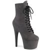 Pleaser Shoes By Pleaser USA Booties And Ankle High Boots ADORE-1020FS Grey Vegan Suede Lace Up Stripper Boot