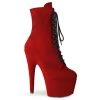 Pleaser Shoes By Pleaser USA ADORE-1020FS Pleaser Shoes Red Vegan Suede Platform Exotic Dancer Boot