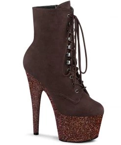 Pleaser Shoes By Pleaser USA ADORE-1020FSMG Pleaser Shoes Faux Suede Mocha Stripper Boot