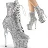 Pleaser Shoes By Pleaser USA Booties And Ankle High Boots ADORE-1020G Pleaser Shoes Silver Glitter Stripper Boots