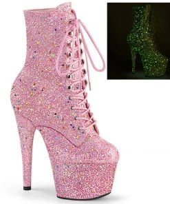 Pleaser Shoes By Pleaser USA ADORE-1020GDLG Pleaser Shoes Pink Glitter Stripper Boot Booties And Ankle High Boots