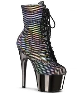 Pleaser Shoes By Pleaser USA ADORE-1020HFN Pleaser Shoes Pewter Platform Stripper Boot Booties And Ankle High Boots
