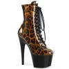 Pleaser Shoes By Pleaser USA ADORE-1020LP Pleaser Shoes Lace Up Platform Leopard Patent Stripper Boot Booties And Ankle High Boots