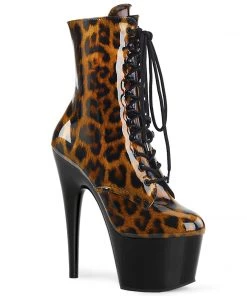 Pleaser Shoes By Pleaser USA ADORE-1020LP Pleaser Shoes Lace Up Platform Leopard Patent Stripper Boot Booties And Ankle High Boots