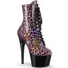 Pleaser Shoes By Pleaser USA ADORE-1020LP Pleaser Shoes Pink Leopard Holo Stripper Boot Booties And Ankle High Boots