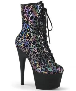 Pleaser Shoes By Pleaser USA ADORE-1020LP Pleaser Shoes Leopard Hologram Stripper Boots