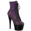 Pleaser Shoes By Pleaser USA Booties And Ankle High Boots ADORE-1020OMBG Purple Glitter Platform Pole Dancing Boot