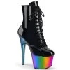 Pleaser Shoes By Pleaser USA Booties And Ankle High Boots ADORE-1020RC Pleaser Shoes Rainbow Platform Stripper Boots