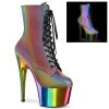 Pleaser Shoes By Pleaser USA ADORE-1020RC-REFL Pleaser Shoes Chrome Rainbow Platform Stripper Boot Booties And Ankle High Boots