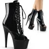 Pleaser Shoes By Pleaser USA ADORE-1021 Black Patent Peep Toe Platform Exotic Dancer Boot Booties And Ankle High Boots