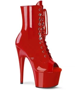Pleaser Shoes By Pleaser USA ADORE-1021 Red Patent Platform Open Toe Pole Dancing Boote