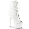 Pleaser Shoes By Pleaser USA Booties And Ankle High Boots ADORE-1021 Pleaser Shoes White Patent 7 Inch Heel Stripper Boot