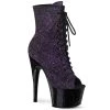 Pleaser Shoes By Pleaser USA ADORE-1021MBG Purple Iridescent Glitter Stripper Boots