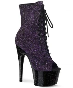 Pleaser Shoes By Pleaser USA ADORE-1021MBG Purple Iridescent Glitter Stripper Boots
