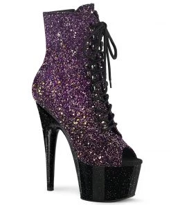 Pleaser Shoes By Pleaser USA ADORE-1021OMBG Purple Ombre Peep Toe Stripper Boot Booties And Ankle High Boots
