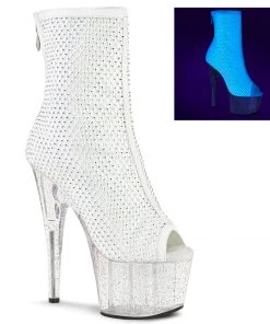 Pleaser Shoes By Pleaser USA ADORE-1031GM Pleaser Shoes White Platform Stripper Boots