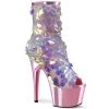 Pleaser Shoes By Pleaser USA Booties And Ankle High Boots ADORE-1031SSQ Pleaser Shoes Pink Iridescent Sequin Sexy Boot