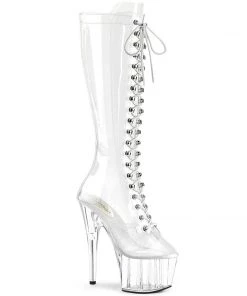 Pleaser Shoes By Pleaser USA ADORE-2020C Pleaser Shoes Clear Knee High Stripper Boot