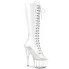 Pleaser Shoes By Pleaser USA Knee High And Mid Calf Boots ADORE-2021C Pleaser Shoes Clear Knee High Stripper Boots