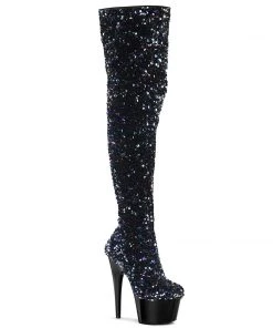 Pleaser Shoes By Pleaser USA ADORE-3020 Pleaser Shoes Sequin Thigh High Boot Thigh High Boots