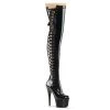 Pleaser Shoes By Pleaser USA Thigh High Boots ADORE-3050 Pleaser Shoes Black Patent Thigh High Platform Stripper Boots