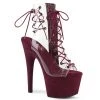 Pleaser Shoes By Pleaser USA Booties And Ankle High Boots ADORE-700-30FS Pleaser Shoes Burgundy/Clear Stripper Boots