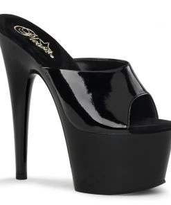 Pleaser Shoes By Pleaser USA ADORE-701 Pleaser Shoes Black Patent 7 Inch Heel Stripper Sandal 7 Inch Heels