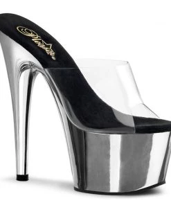 Pleaser Shoes By Pleaser USA ADORE-701 Pleaser Shoes Clear Upper Platform Stripper Shoe 7 Inch Heels