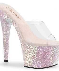 Pleaser Shoes By Pleaser USA 7 Inch Heels ADORE-701LG Pleaser Shoes Opal Glitter Platform Stripper Shoes