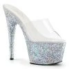 Pleaser Shoes By Pleaser USA 7 Inch Heels ADORE-701LG Pleaser Shoes Silver Platform Stripper Sandal