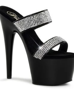 Pleaser Shoes By Pleaser USA ADORE-702-2 Pleaser Shoes Rhinestone Double Band Stripper Shoe 7 Inch Heels