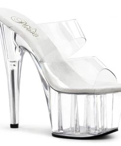 Pleaser Shoes By Pleaser USA ADORE-702 Pleaser Shoes Clear Double Band Upper Stripper Shoe
