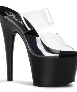 Pleaser Shoes By Pleaser USA ADORE-702 Pleaser Shoes Double Band Clear Upper Stripper Shoes